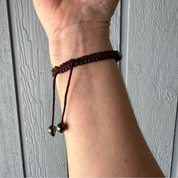 Cross Bracelet Crystals Brown String Adjustable Religious Jesus Christian - Picture 3 of 9